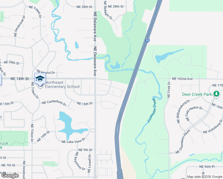 map of restaurants, bars, coffee shops, grocery stores, and more near 1211 Northeast Windsor Drive in Ankeny