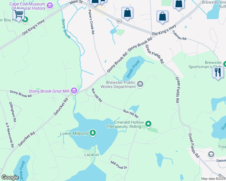 map of restaurants, bars, coffee shops, grocery stores, and more near 972 Stony Brook Road in Brewster