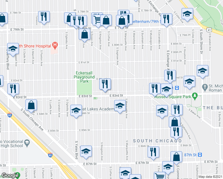 map of restaurants, bars, coffee shops, grocery stores, and more near in Chicago