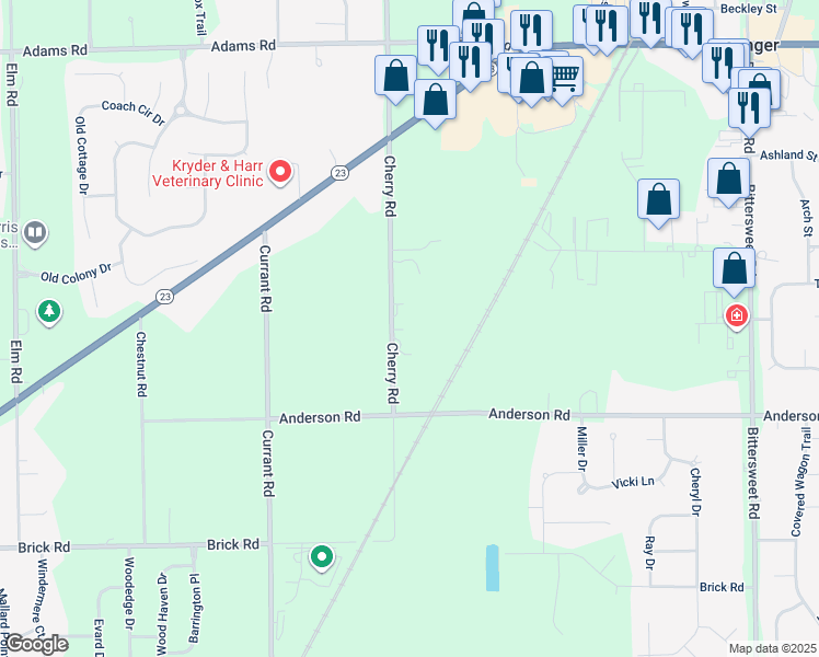 map of restaurants, bars, coffee shops, grocery stores, and more near in Granger