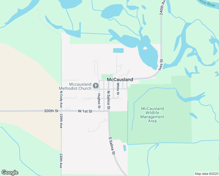 map of restaurants, bars, coffee shops, grocery stores, and more near 304 North Salina Street in McCausland