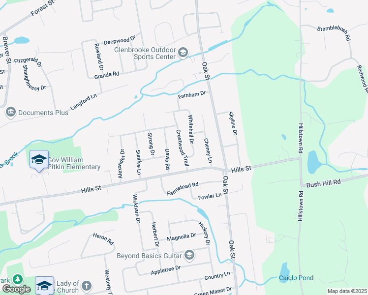 map of restaurants, bars, coffee shops, grocery stores, and more near 48 Crestwood Trail in East Hartford