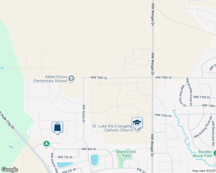 map of restaurants, bars, coffee shops, grocery stores, and more near 4602 Northwest 18th Street in Ankeny