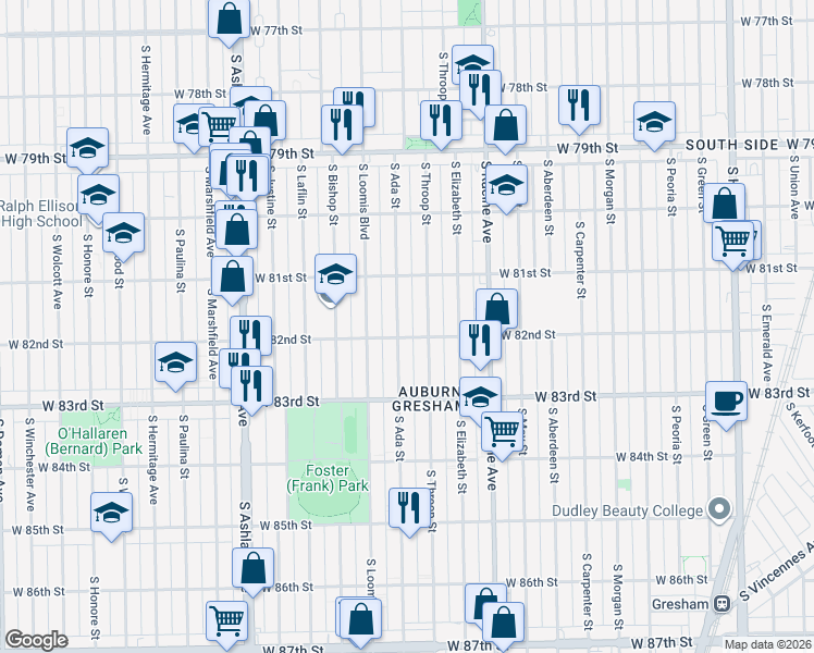map of restaurants, bars, coffee shops, grocery stores, and more near in Chicago