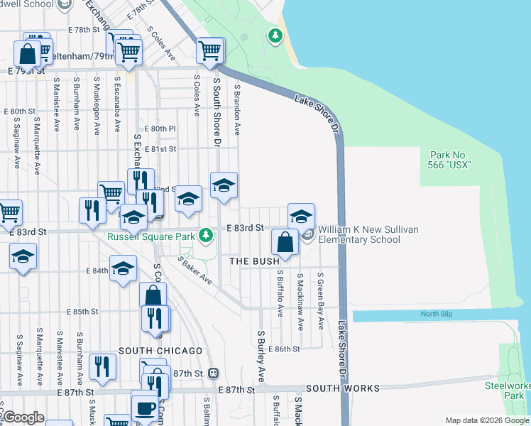 map of restaurants, bars, coffee shops, grocery stores, and more near in Chicago