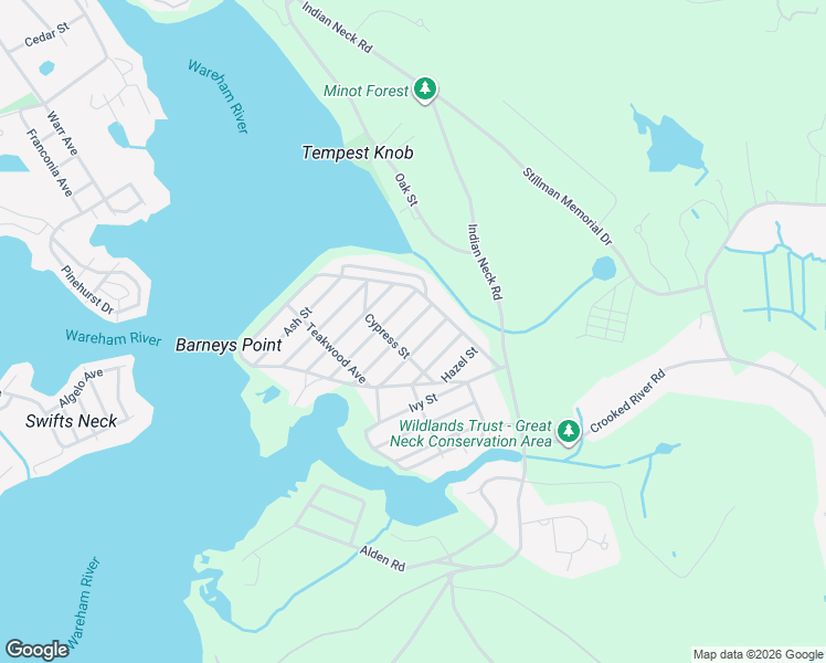 map of restaurants, bars, coffee shops, grocery stores, and more near 12 Elmwood Street in Wareham