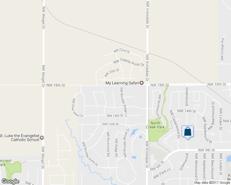 map of restaurants, bars, coffee shops, grocery stores, and more near 1603 Northwest Ridge Road in Ankeny