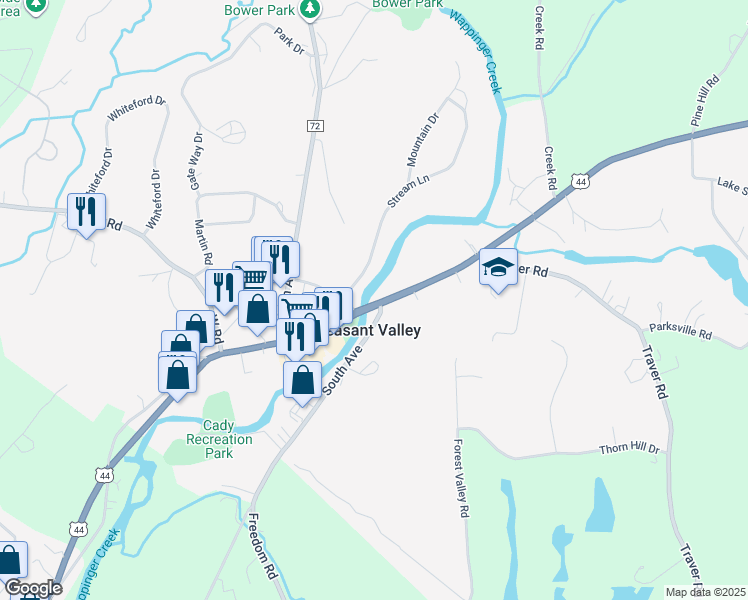 map of restaurants, bars, coffee shops, grocery stores, and more near in Pleasant Valley