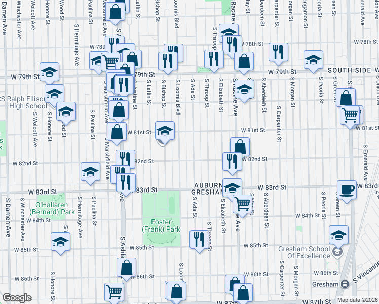 map of restaurants, bars, coffee shops, grocery stores, and more near in Chicago