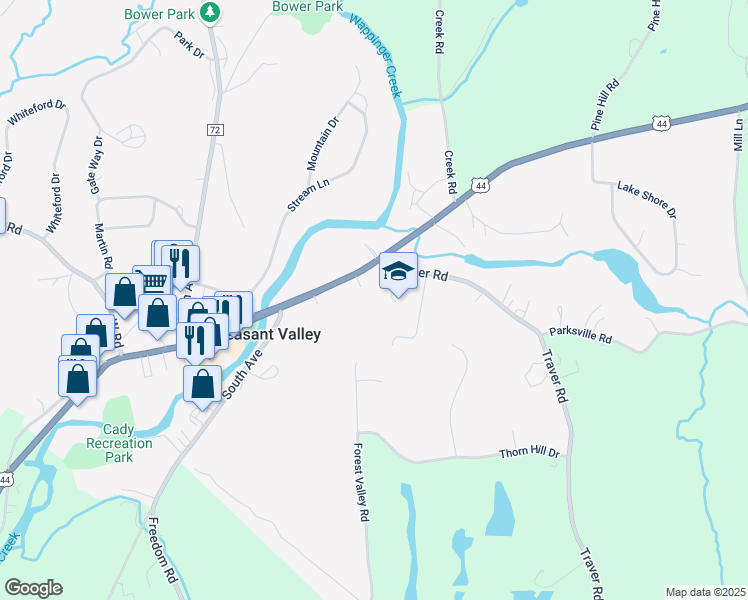 map of restaurants, bars, coffee shops, grocery stores, and more near 1686 Main Street in Pleasant Valley