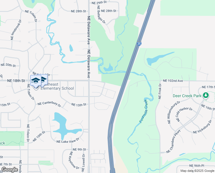 map of restaurants, bars, coffee shops, grocery stores, and more near 1211 Northeast Windsor Drive in Ankeny