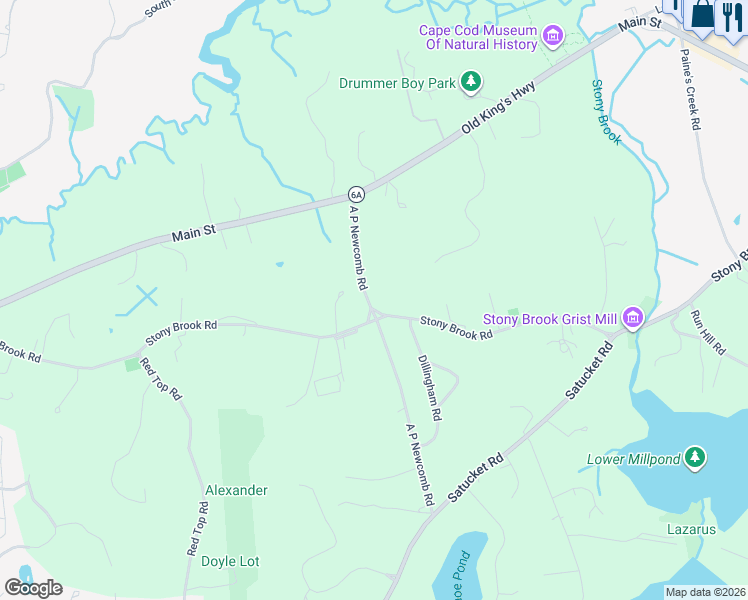 map of restaurants, bars, coffee shops, grocery stores, and more near 524 Stony Brook Road in Brewster