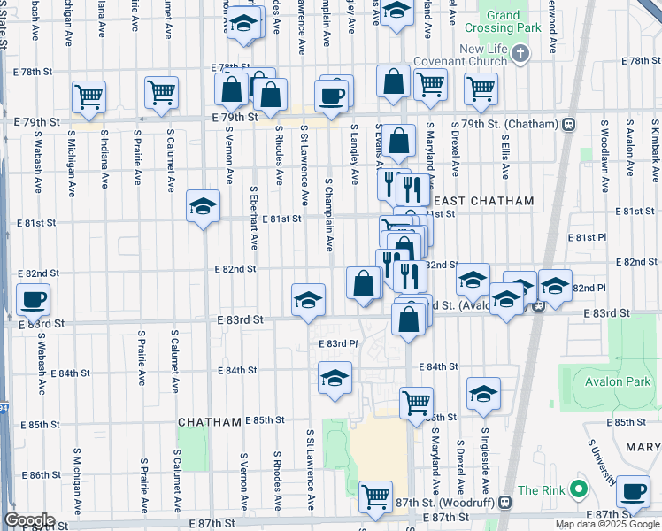 map of restaurants, bars, coffee shops, grocery stores, and more near in Chicago