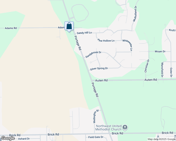 map of restaurants, bars, coffee shops, grocery stores, and more near 51387 Portage Road in South Bend