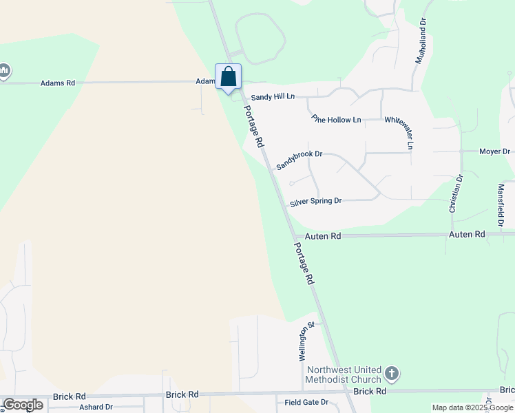 map of restaurants, bars, coffee shops, grocery stores, and more near 51387 Portage Road in South Bend