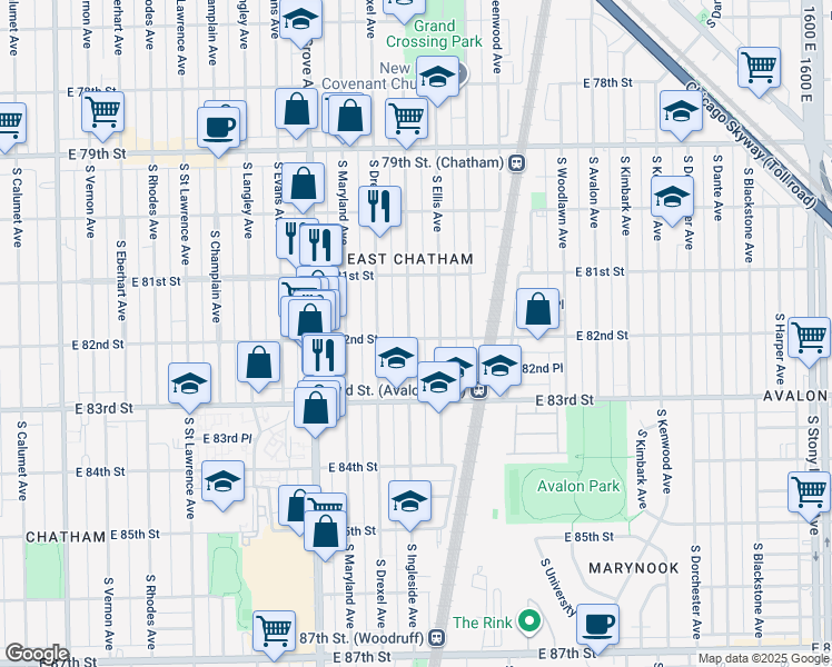 map of restaurants, bars, coffee shops, grocery stores, and more near in Chicago
