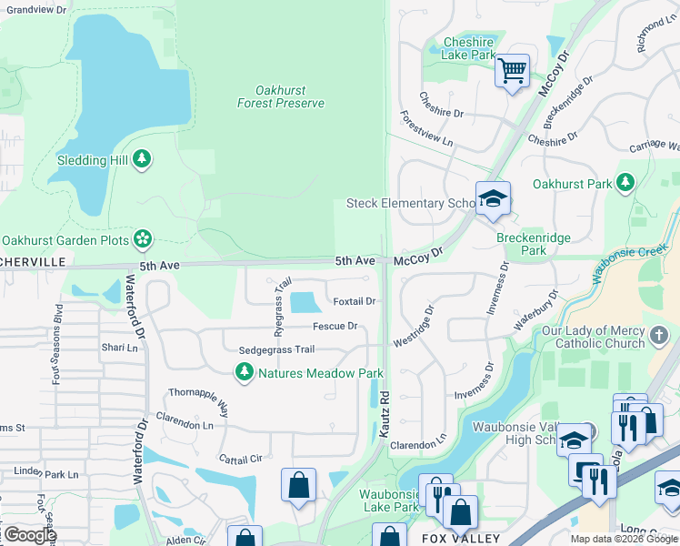 map of restaurants, bars, coffee shops, grocery stores, and more near 529 Ryegrass Court in Aurora