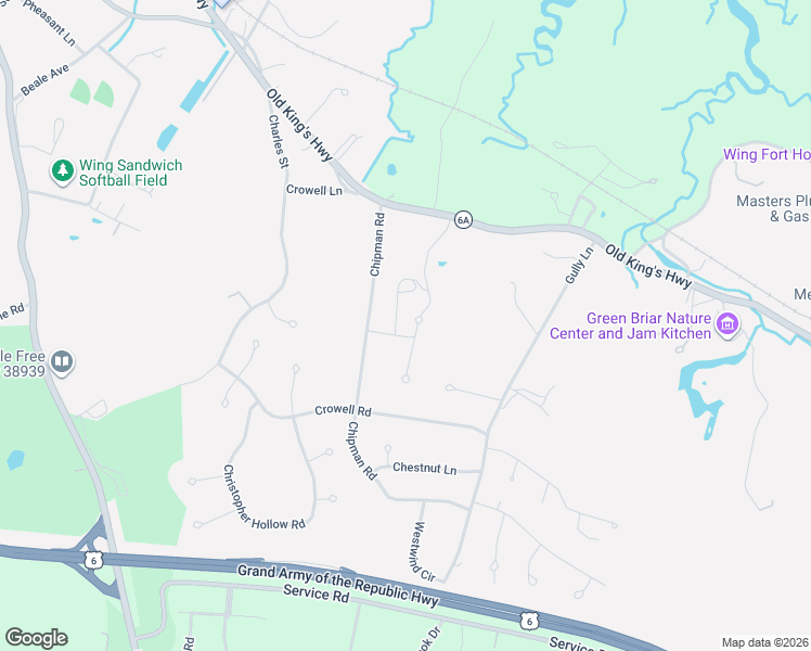 map of restaurants, bars, coffee shops, grocery stores, and more near 19 Chipman Road in Sandwich