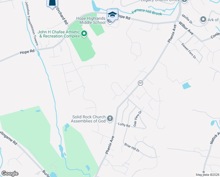 map of restaurants, bars, coffee shops, grocery stores, and more near 32-50 Rock Garden Drive in Cranston