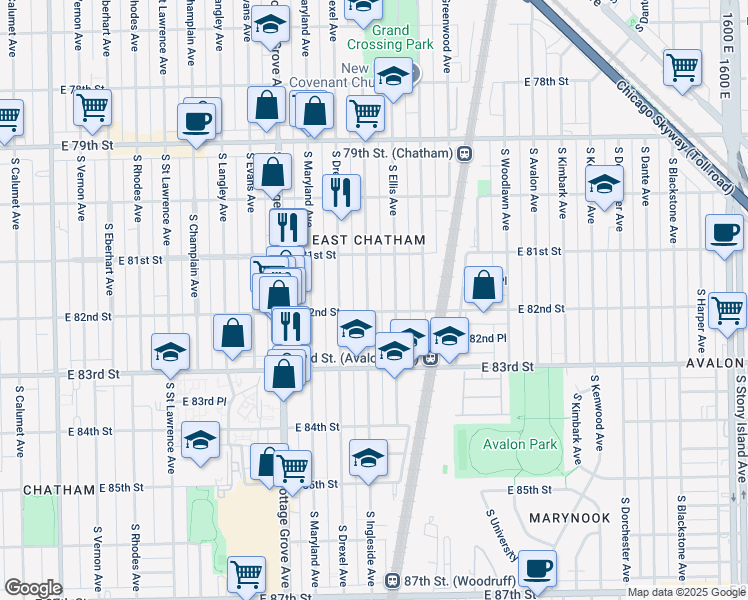 map of restaurants, bars, coffee shops, grocery stores, and more near in Chicago