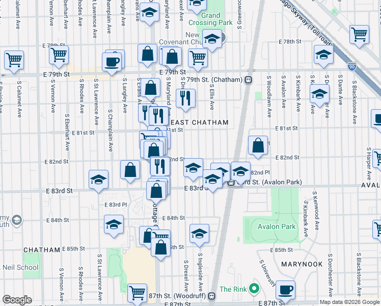 map of restaurants, bars, coffee shops, grocery stores, and more near in Chicago