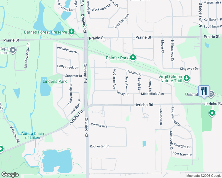 map of restaurants, bars, coffee shops, grocery stores, and more near 2265 Lowry Street in Aurora