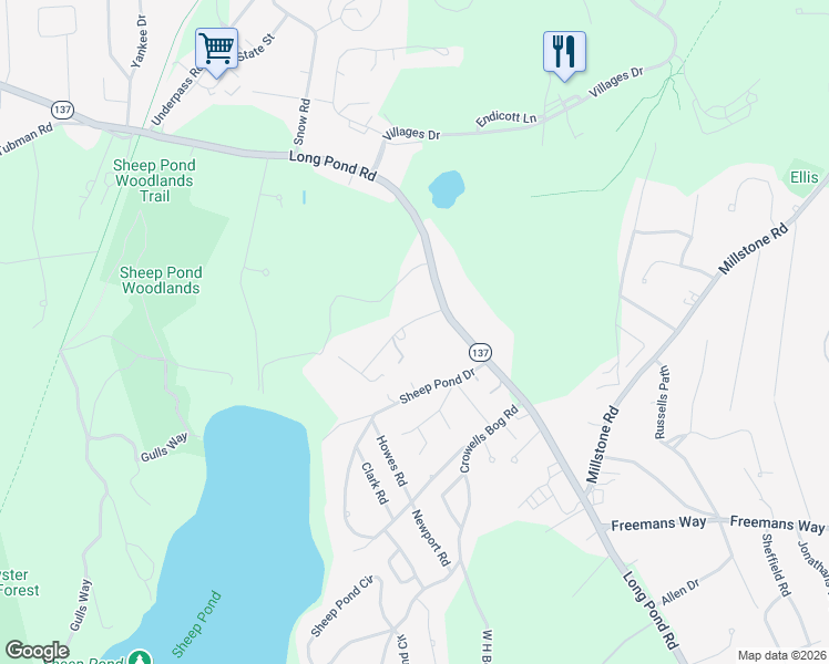 map of restaurants, bars, coffee shops, grocery stores, and more near 39 Spruce Run Drive in Brewster