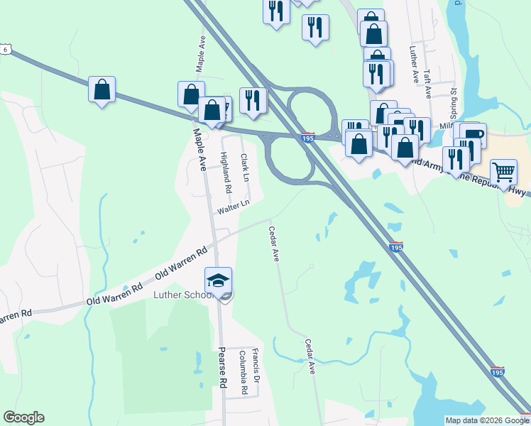 map of restaurants, bars, coffee shops, grocery stores, and more near 79 Old Warren Road in Swansea