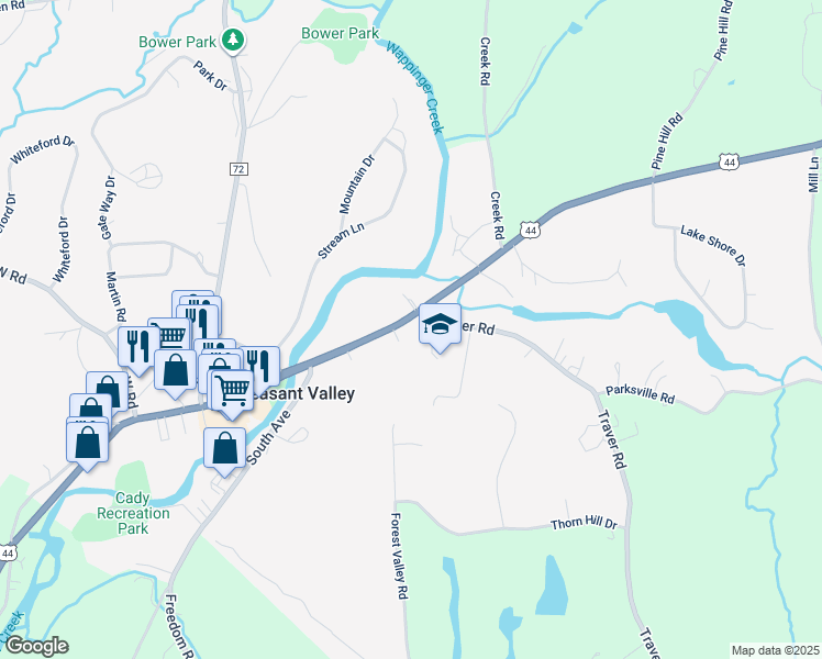 map of restaurants, bars, coffee shops, grocery stores, and more near 1686 Main Street in Pleasant Valley