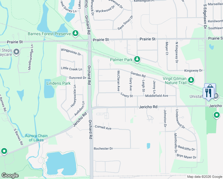map of restaurants, bars, coffee shops, grocery stores, and more near 2265 Lowry Street in Aurora