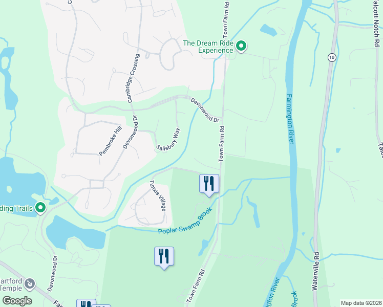 map of restaurants, bars, coffee shops, grocery stores, and more near 8 Country Club Drive in Farmington