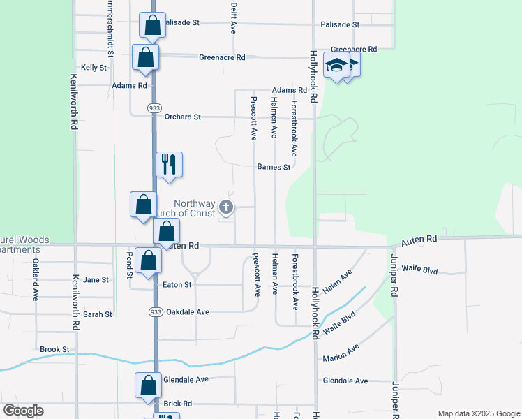 map of restaurants, bars, coffee shops, grocery stores, and more near 51221-51499 Helman Avenue in South Bend
