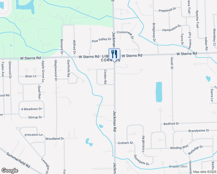 map of restaurants, bars, coffee shops, grocery stores, and more near 1733 Bragden Drive in Temperance