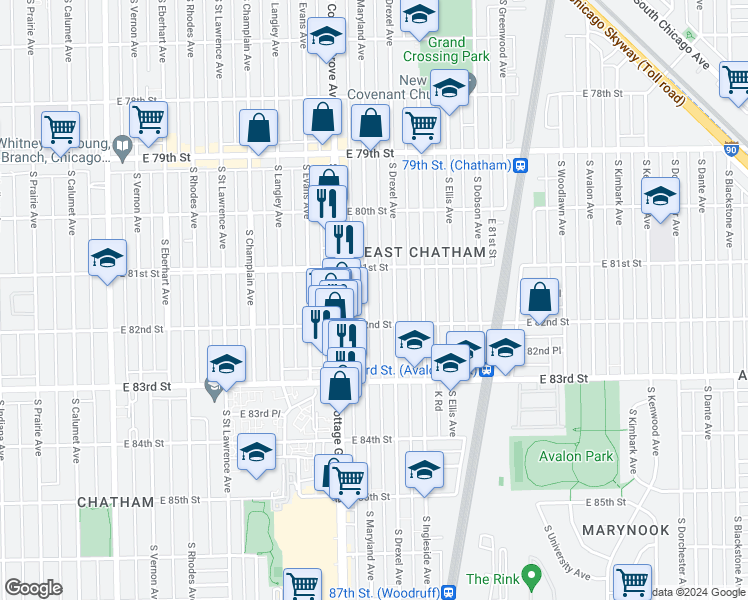 map of restaurants, bars, coffee shops, grocery stores, and more near in Chicago
