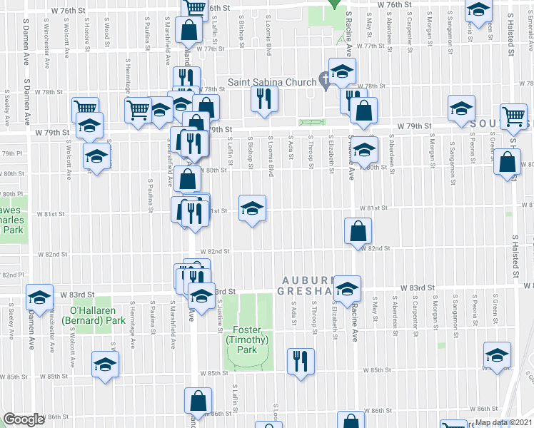 map of restaurants, bars, coffee shops, grocery stores, and more near in Chicago