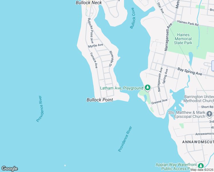 map of restaurants, bars, coffee shops, grocery stores, and more near 9 Royal Avenue in East Providence