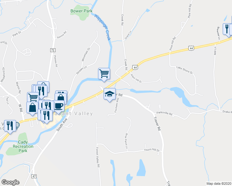 map of restaurants, bars, coffee shops, grocery stores, and more near 794 Traver Road in Pleasant Valley