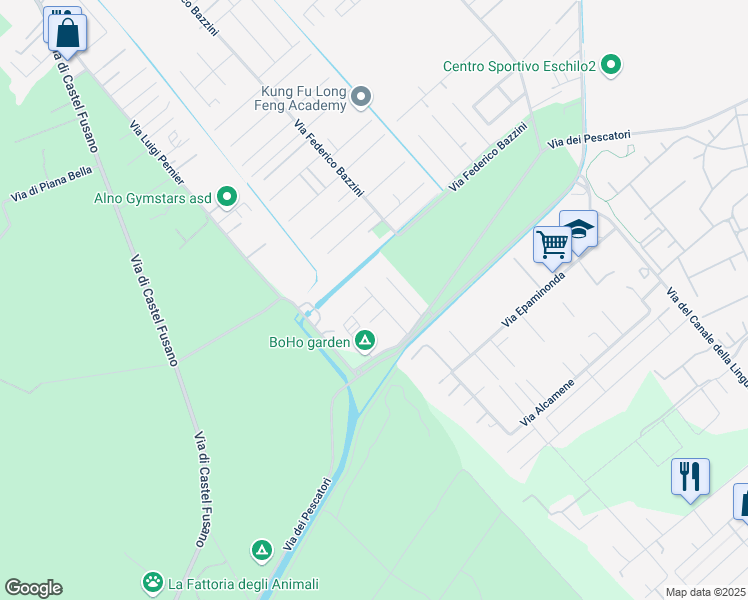 map of restaurants, bars, coffee shops, grocery stores, and more near 29 Via Emiliano Sarti in Città metropolitana di Roma Capitale
