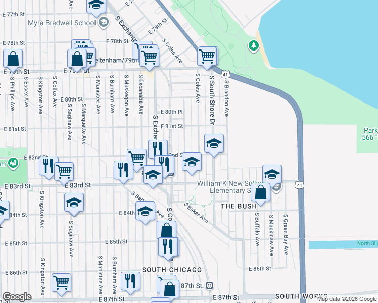 map of restaurants, bars, coffee shops, grocery stores, and more near in Chicago