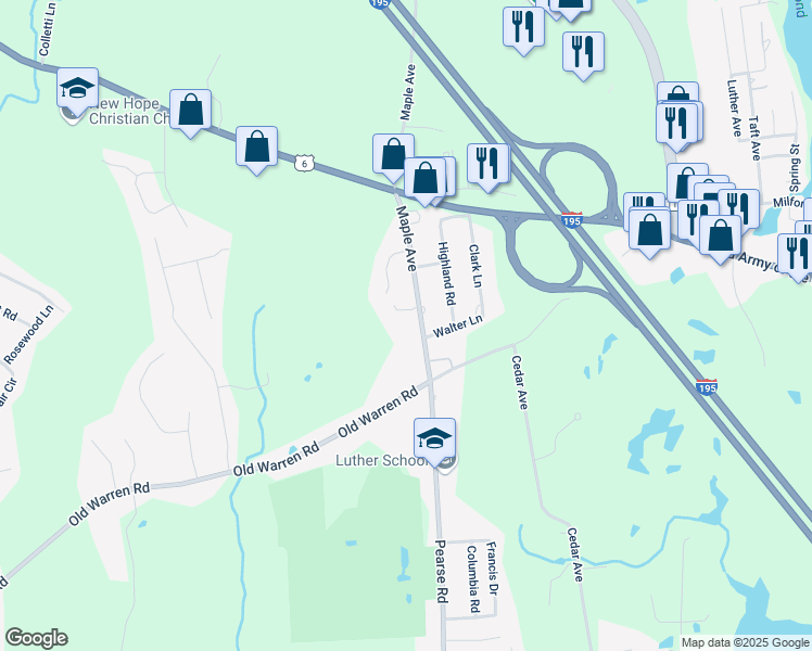 map of restaurants, bars, coffee shops, grocery stores, and more near 52 Maple Avenue in Swansea