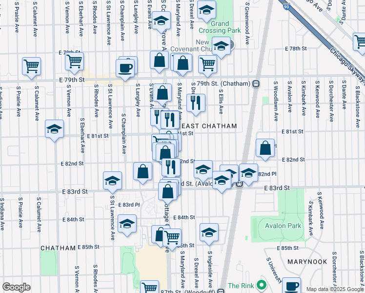 map of restaurants, bars, coffee shops, grocery stores, and more near in Chicago