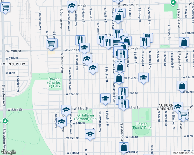 map of restaurants, bars, coffee shops, grocery stores, and more near in Chicago