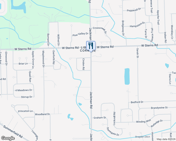 map of restaurants, bars, coffee shops, grocery stores, and more near 1733 Bragden Drive in Temperance