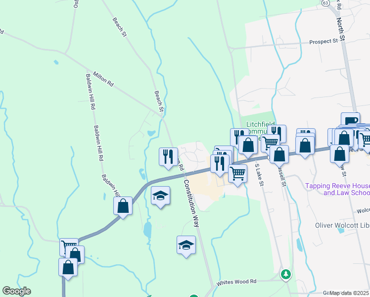 map of restaurants, bars, coffee shops, grocery stores, and more near 4 Hawthorne Ct in Litchfield