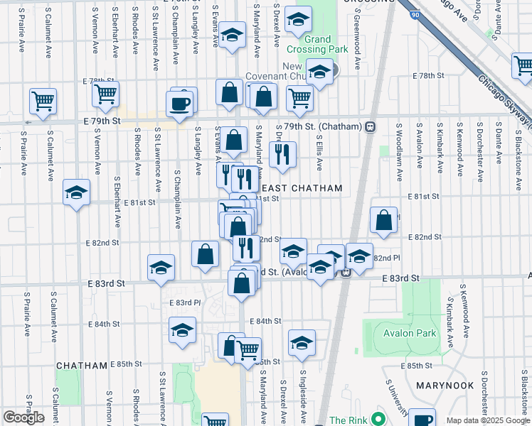 map of restaurants, bars, coffee shops, grocery stores, and more near in Chicago