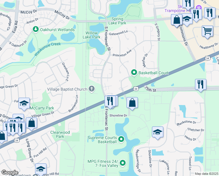 map of restaurants, bars, coffee shops, grocery stores, and more near 3515 Cerena Court in Aurora