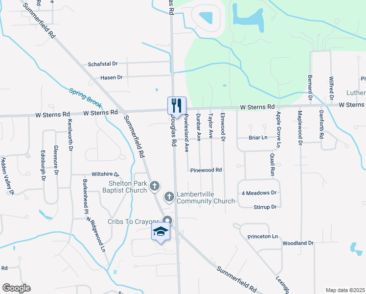 map of restaurants, bars, coffee shops, grocery stores, and more near 7191 Powlesland Avenue in Temperance