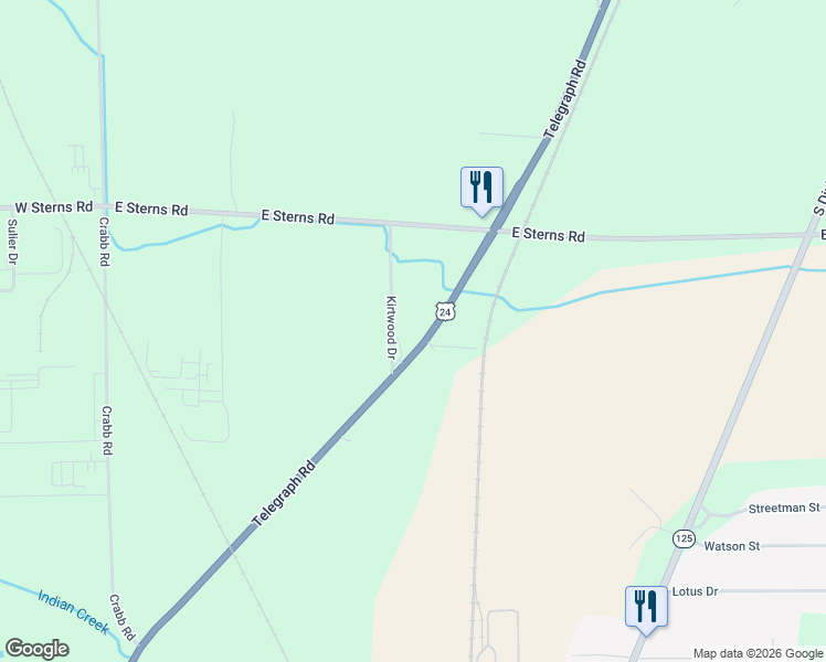 map of restaurants, bars, coffee shops, grocery stores, and more near 6939 Telegraph Road in Temperance