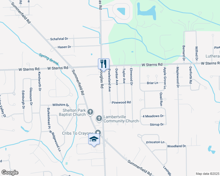 map of restaurants, bars, coffee shops, grocery stores, and more near 7191 Powlesland Avenue in Temperance