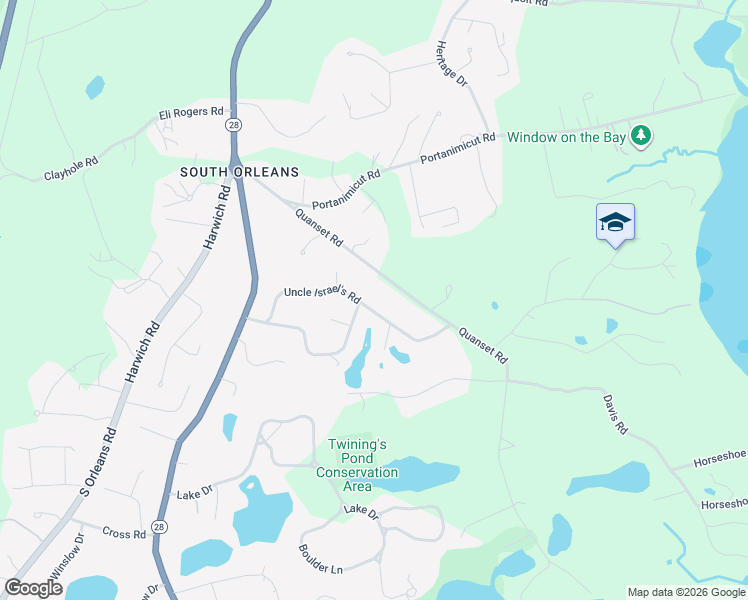 map of restaurants, bars, coffee shops, grocery stores, and more near 55 Quanset Road in Orleans